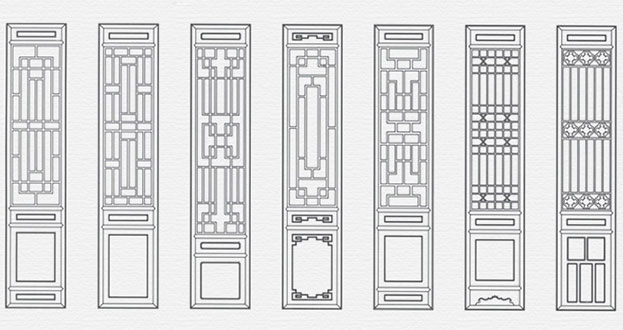 索县常用中式仿古花窗图案隔断设计图