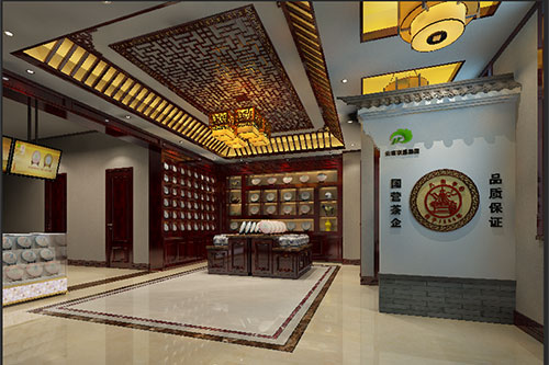 索县古朴典雅的中式茶叶店大堂设计效果图